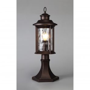 Bfs Lighting Elizabeth Pedestal Lamp, 1 x E27, Antique Bronze/Clear Ripple Glass, IP54,     I