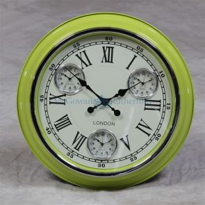 Wall Clock retro lime multi dial