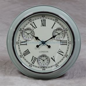 Wall Clock retro light blue multi dial