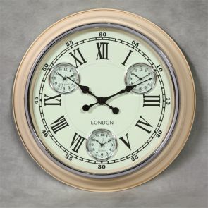 Wall Clock retro cream multi dial