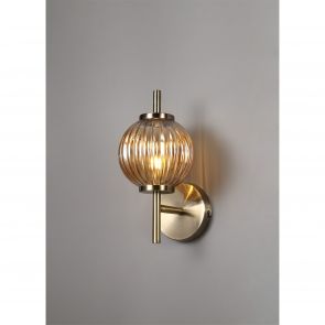 Bfs Lighting Felicity Wall Lamp, 1 x G9, Antique Brass/Amber Glass IL4447HS