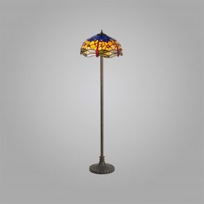 Bfs Lighting Haze 2 Light Stepped Design Floor Lamp E27 With 40cm Shade, Blue/Orange/Crystal/