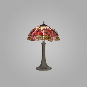 Bfs Lighting Haze 2 Light Table Lamp E27 With 40cm Shade, Purple/Pink/Crystal/Ant Brass IL890