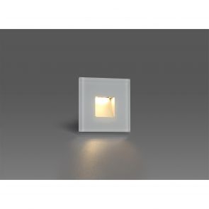 Bfs Lighting Kali Recessed Square Glass Fronted Wall Lamp, 1 x 1.8W LED, 3000K, 70lm, IP65, W