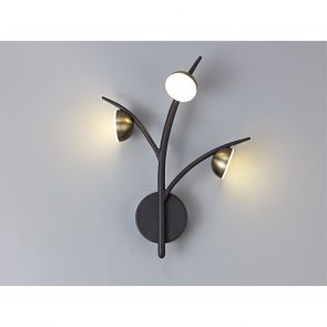 Bfs Lighting Katarina 3 Light Wall Lamp, 3 x 3W LED, 3000K, 495lm, Black/Antique Brass,     I