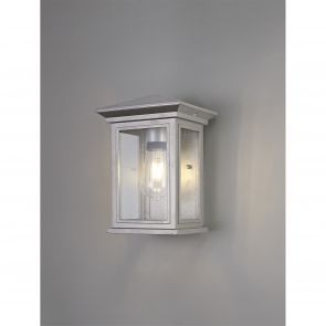 Bfs Lighting Katie Flush Wall Lamp, 1 x E27, IP54, Silver Grey/Clear Seeded Glass,     IL0657