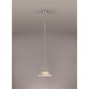 Bfs Lighting Lucinda 1 Light Pendant E27 With 30cm Dome Glass Shade, Polished Nickel/Clear IL