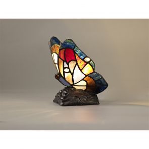 Bfs Lighting Mandy Butterfly Table Lamp, 1 x E14, Black Base With Blue/Brown Glass Crystal IL