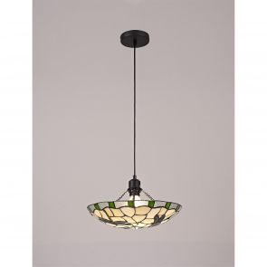  Olivia 1 Light Pendant E27 With 35cm Shade, Amber/Crachel/Clear Crystal/Black IL