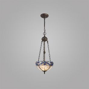 Bfs Lighting Orella 3 Light Pendant E27 With 30cm Shade, Blue/Clear Crystal/Ant Brass IL1510K