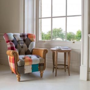 Winchester Patchwork Arm Chair With Leather Arm