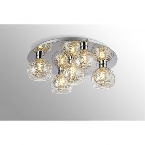 BFS Lighting Tilly 45cm Flush Ceiling Round, 5 Light G9, Polished Chrome/Silver/Clear Glass