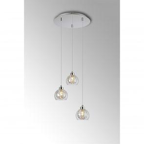 BFS Lighting Tilly 35cm Pendant Round, 3 Light G9, Polished Chrome/Silver/Clear Glass