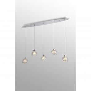 BFS Lighting Tilly Pendant Linear, 5 Light G9, Polished Chrome/Silver/Clear Glass