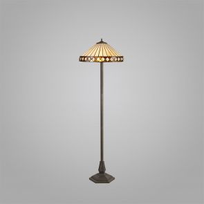 Bfs Lighting Teresa 2 Light gonal Floor Lamp E27 With 40cm Shade, Amber/Crachel/Crystal/Ant B