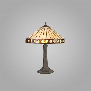 Bfs Lighting Teresa 2 Light gonal Table Lamp E27 With 40cm Shade, Amber/Crachel/Crystal/Ant B
