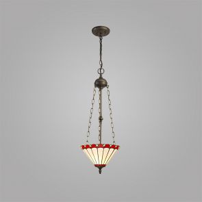 Bfs Lighting Una 3 Light  Pendant E27 With 30cm Shade, Red/Crachel/Crystal/Ant Brass IL2920KH