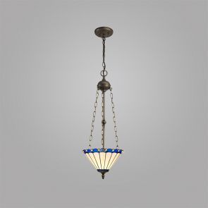 Bfs Lighting Una 2 Light Tree Like Table Lamp E27 With 40cm Shade, Blue/Crachel/Crystal/Ant B