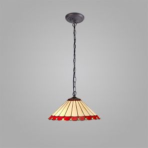 Bfs Lighting Una 1 Light  Pendant E27 With 40cm Shade, Red/Crachel/Crystal/Ant Brass IL6920KH