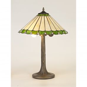 Bfs Lighting Una 2 Light Tree Like Table Lamp E27 With 40cm Shade, Green/Crachel/Crystal/Ant