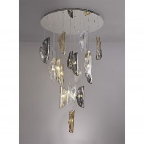 Bfs Lighting Wren Pendant 5m, 21 x G9, Polished Chrome/Clear & Amber & Smoked Glass  IL0687HS