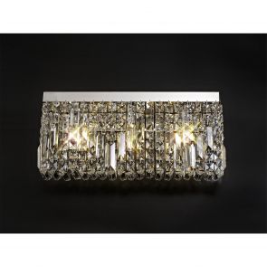 Bfs Lighting Zara 50x24cm Rectangular Large Wall Lamp, 3 Light E14, Polished Chrome/Crystal I