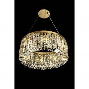 Bfs Lighting Zara 60cm Round Pendant Chandelier, 8 Light E14, Gold/Crystal IL6187HS