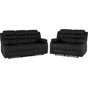 Hadleigh 3 Seater & 2 Seater Black Recliner Suite