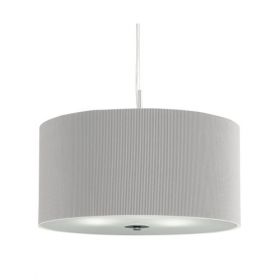  Drum Pleat Pendant - 3lt Pleated Shade Pendant, Silver With Frosted Glass Diffus