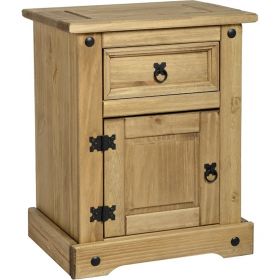 Waxed Pine Bedroom 1 Drawer 1 Door Bedside Cabinet