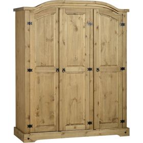 Waxed Pine Bedroom 3 Door Wardrobe