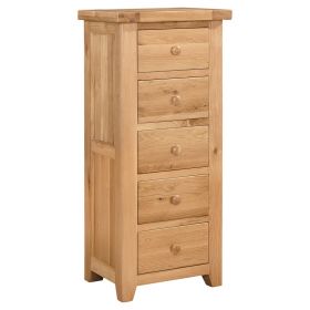 Chunky Oak Bedroom 5 Drawer Tall Chest