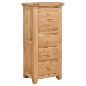 Chalkwell Oak Bedroom 5 Drawer Tall Chest