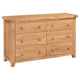 Chunky Oak Bedroom 6 Drawer Wide Chest
