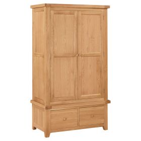 Chunky Oak Bedroom Gents Robe with 2 Drawers