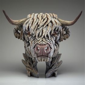 Edge Sculpture White Highland Cow Bust