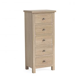 Mansion House Oak White Wash 5 Drawer Tall Chest