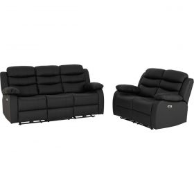Hadleigh 3 Seater & 2 Seater Black Powered Recliner Suite