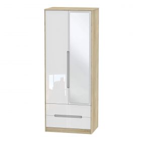 Naples Tall 2ft6in 2 Drawer Mirror Robe