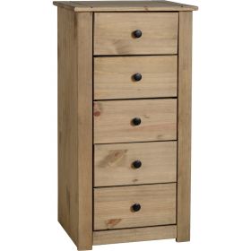 Waxed Pine Petite 5 Drawer Narrow