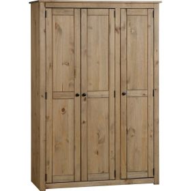 Waxed Pine Petite 3 Door Wardrobe