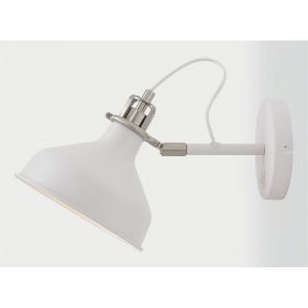  Bronx Adjustable Wall Lamp Switched, 1 x E27, Sand White/Satin Nickel/White IL21