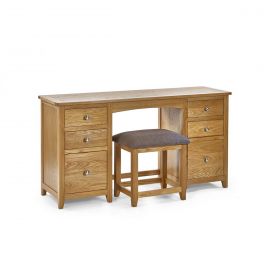 Montrose Oak Twin Pedestal Dressing Table + Stool Set