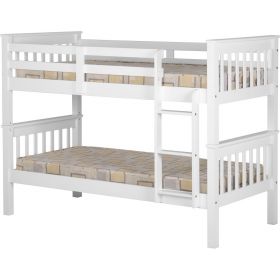 Atlantis Bunk 3'0 Solid Pine Bunk Bed White Or Oak Finish