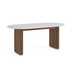 Yale Dining Oval Dining Table Marble Top