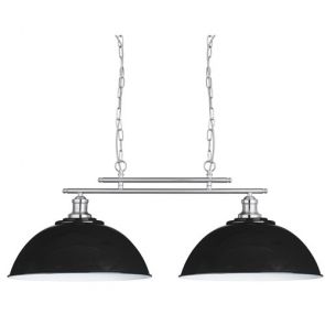  2 Light Ceiling Bar, Satin Silver, Black Shades BPOSL105