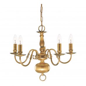 Bfs Lighting Flemish 5Lt Pendant - Solid Brass Metal