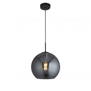 Bfs Lighting Amsterdam Pendant  - Black Metal & Smoked Glass