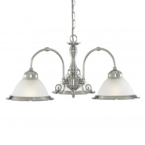 Bfs Lighting American Diner 3Lt Pendant - Satin Silver Metal & Acid Glass