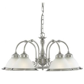  5 Light Ceiling, Satin Silver, Acid Glass BPOSL134